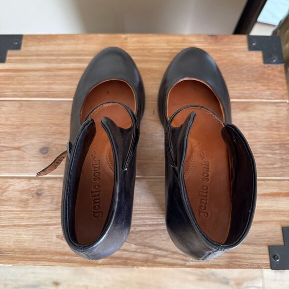 Gentle Souls by Kenneth Cole Top Cast Black Leather Maryjane Cuban Heel Size 7.5 - Picture 9 of 15